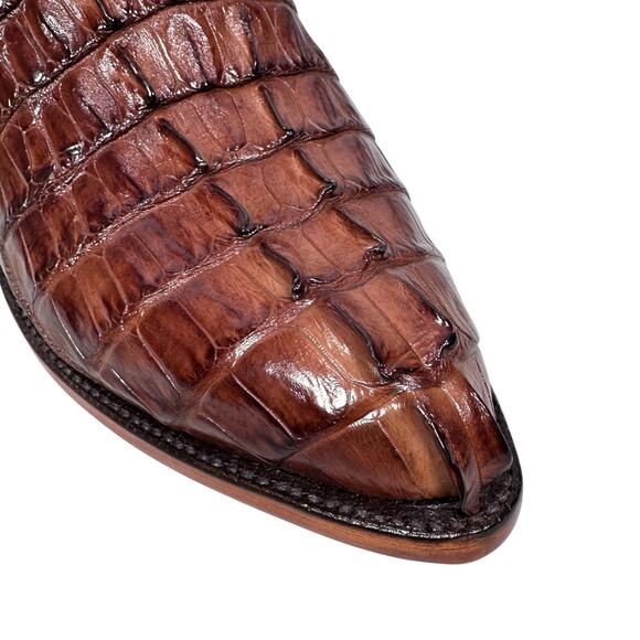 Lucchese Hornback Caiman Tail Buffalo Pony Boots Men's 14 D Brown Limited L1324 - Picture 5 of 12